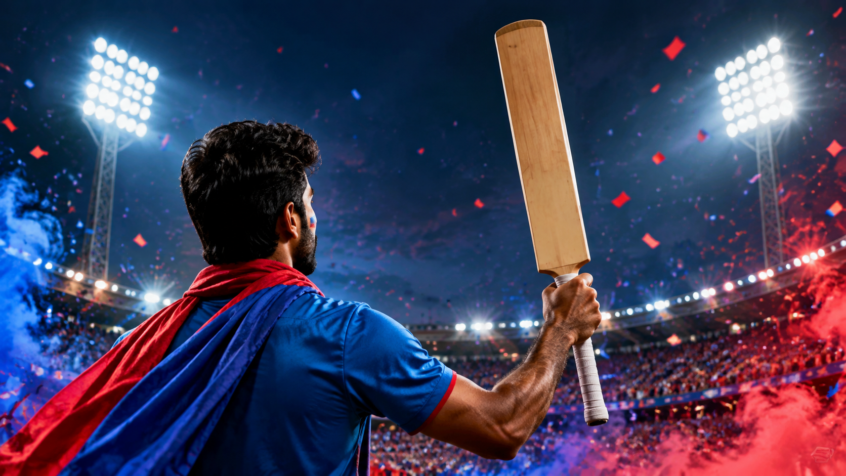 Fan with a Blank Cricket Bat for ind vs sl cricket fan prompt