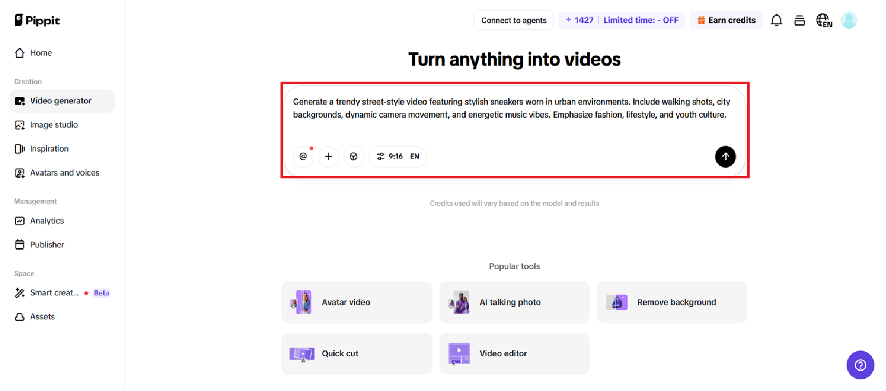 Access the video generator