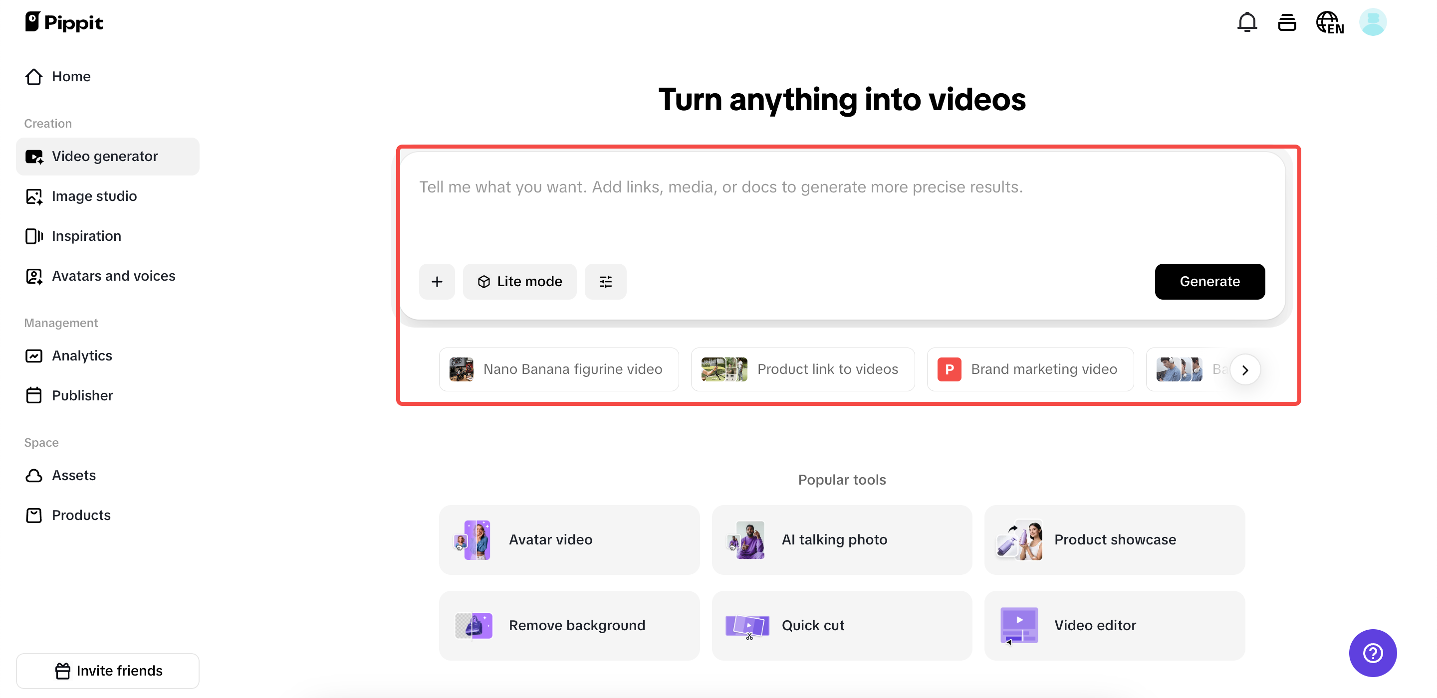 One-click video creation