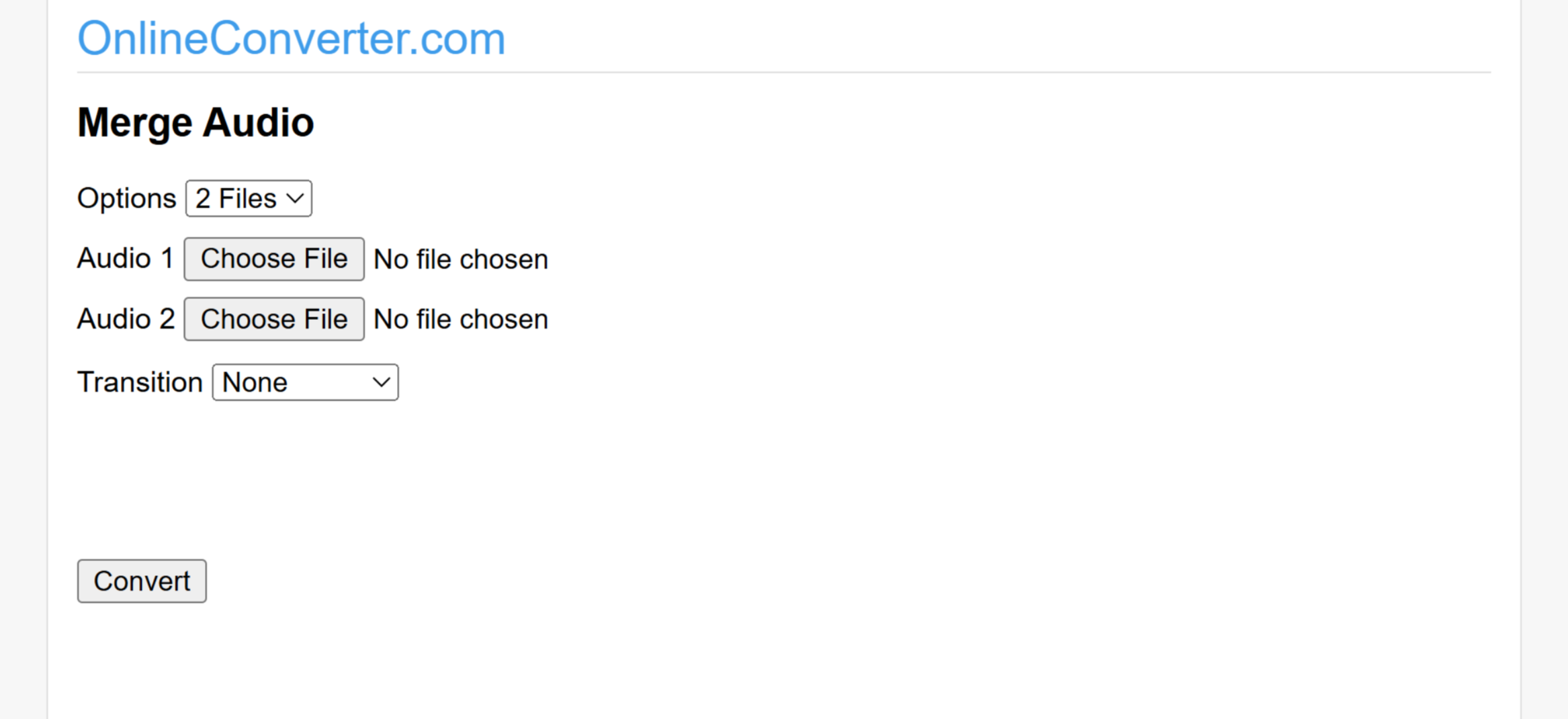 Benutzeroberfläche von OnlineConverter – ein effizienter und kostenloser Online-MP3-Joiner