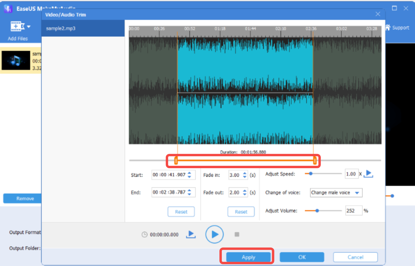ตัดเสียงที่บันทึกด้วย EaseUS MakeMyAudio