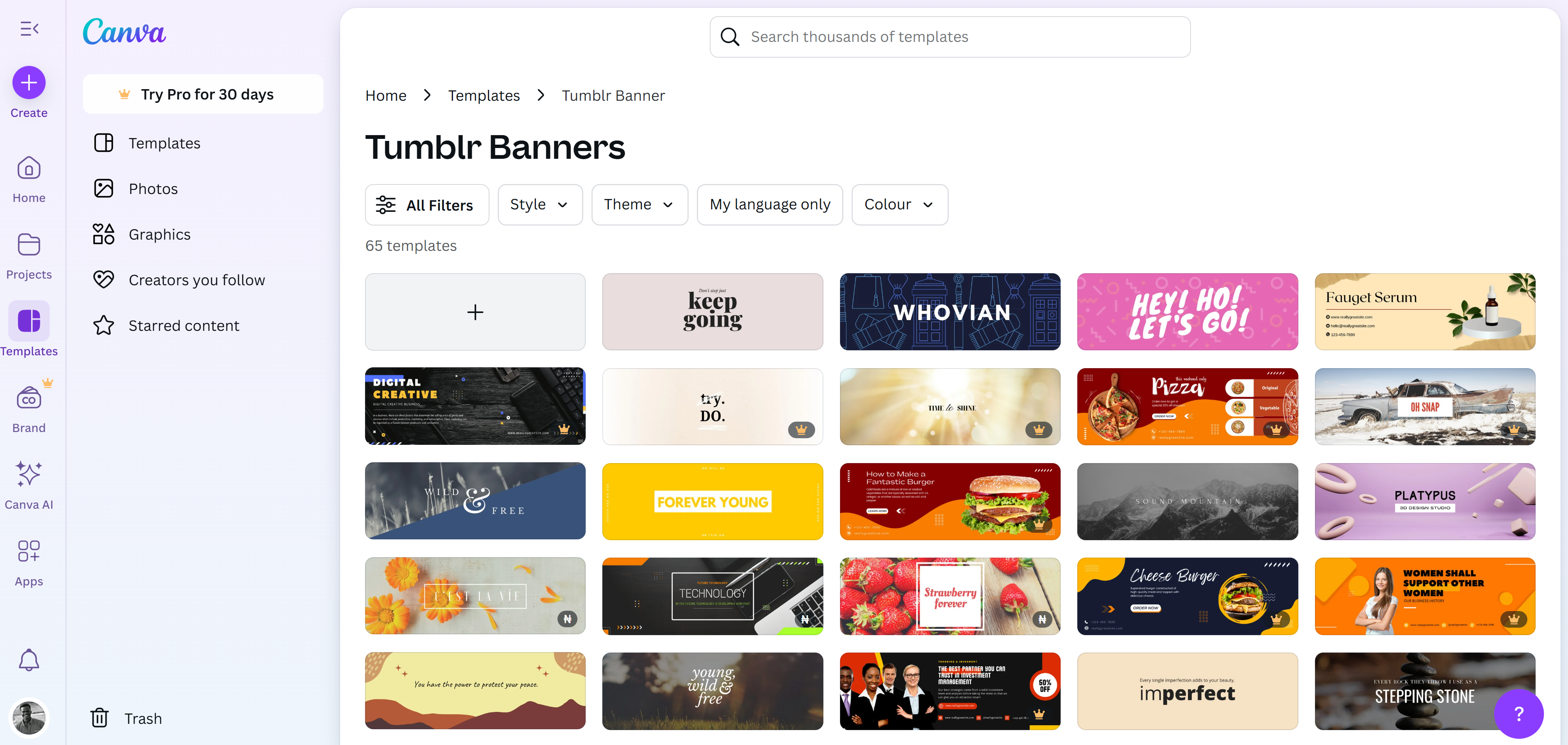Canva Tumblr標頭建立者