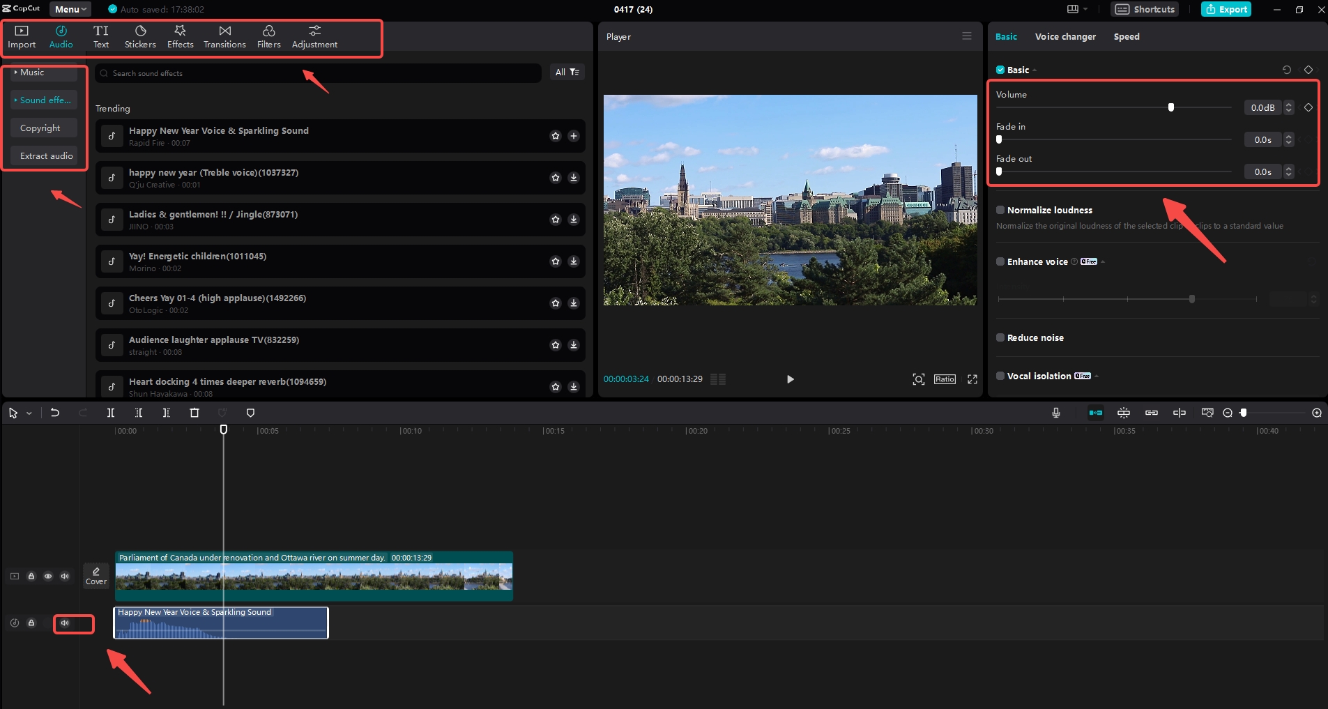 Edit audio