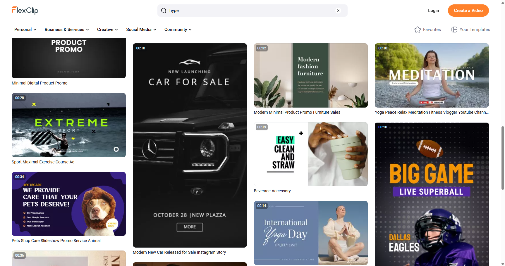 FlexClip's hype video maker interface