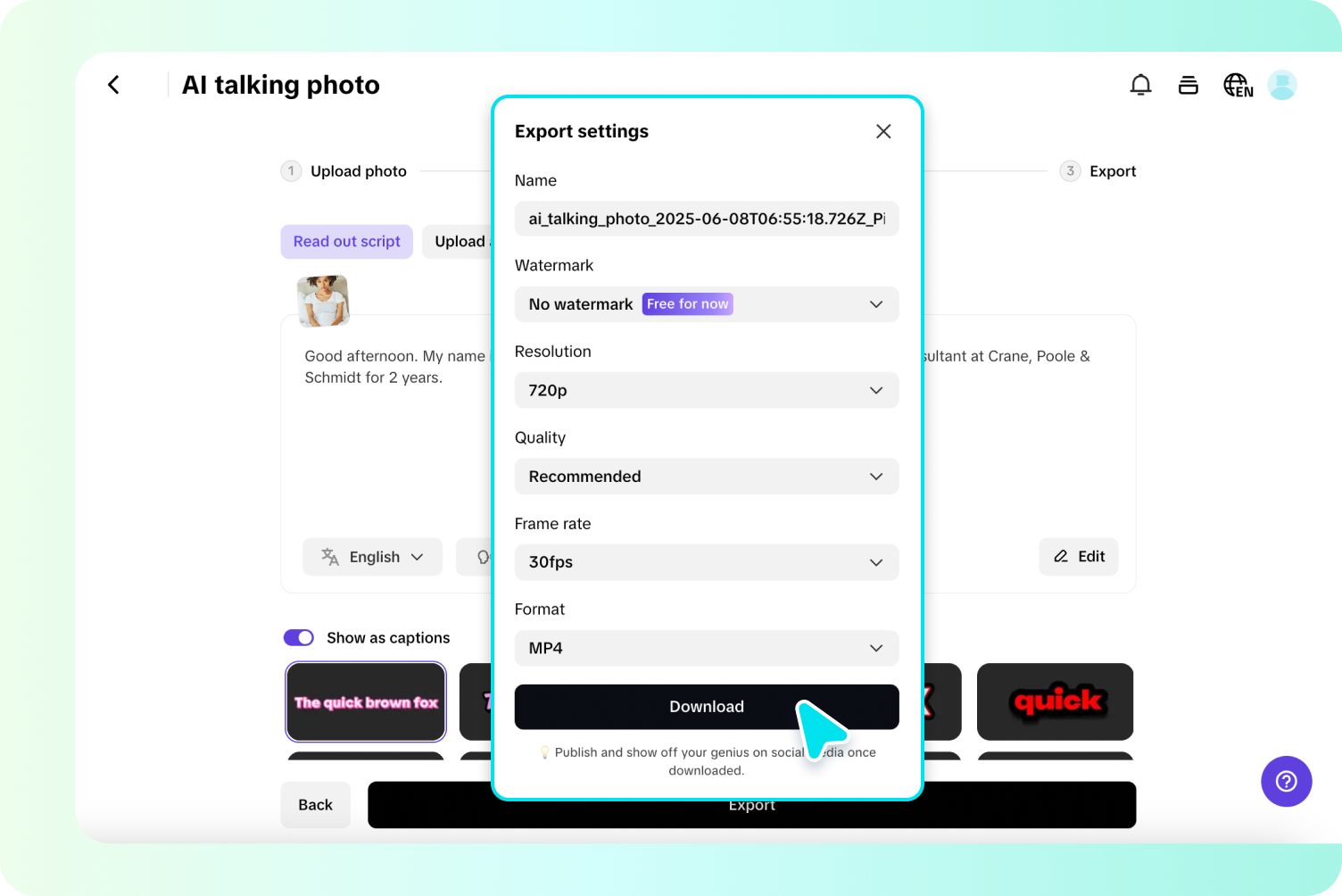 ส่งออกและแชร์
