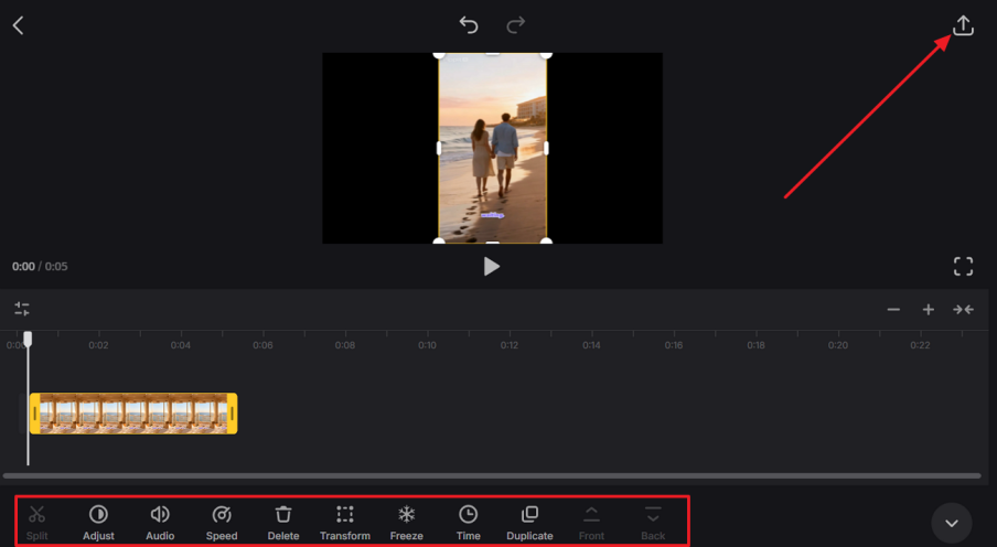 원하는 비디오를 내보내기