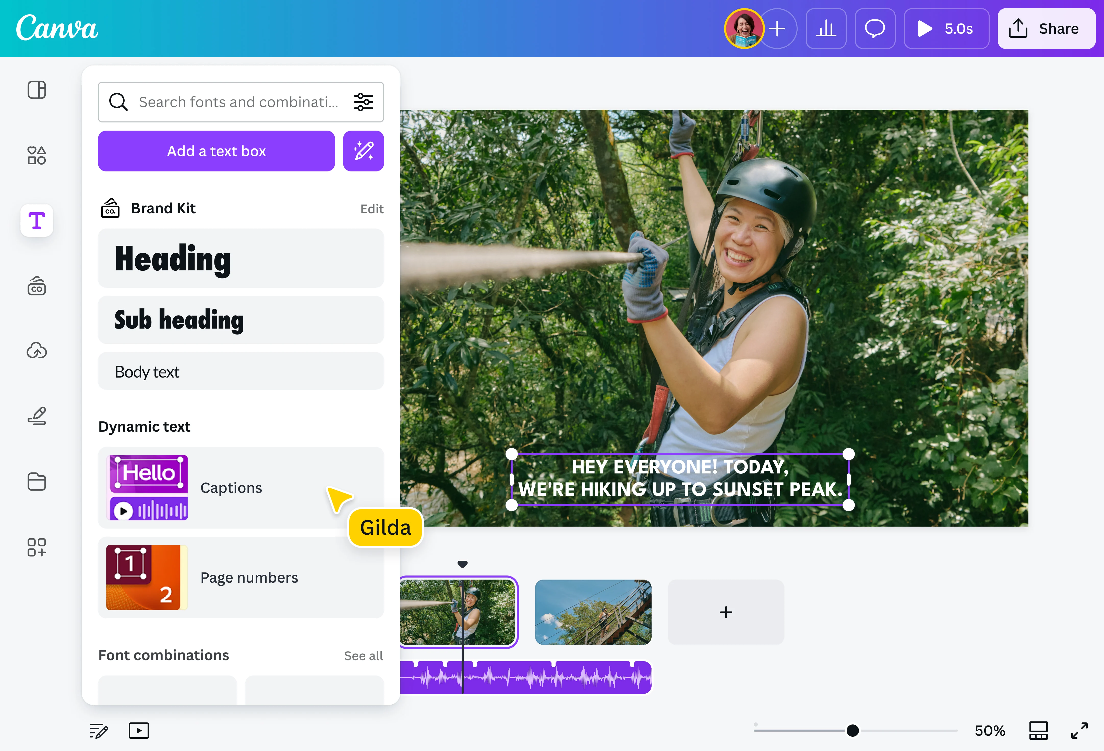 Canva caption generator for videos