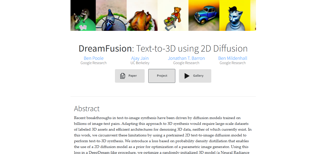 DreamFusion text-to-image model