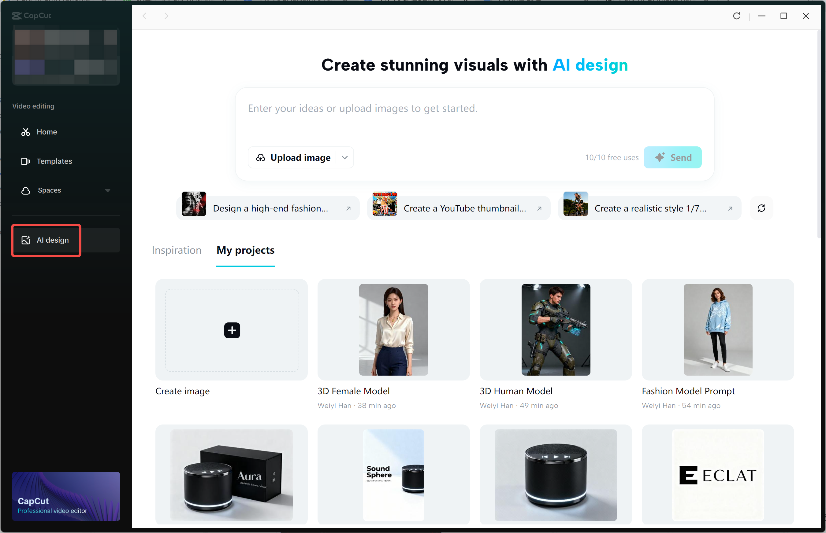 Accessing AI design to the CapCut desktop video editor