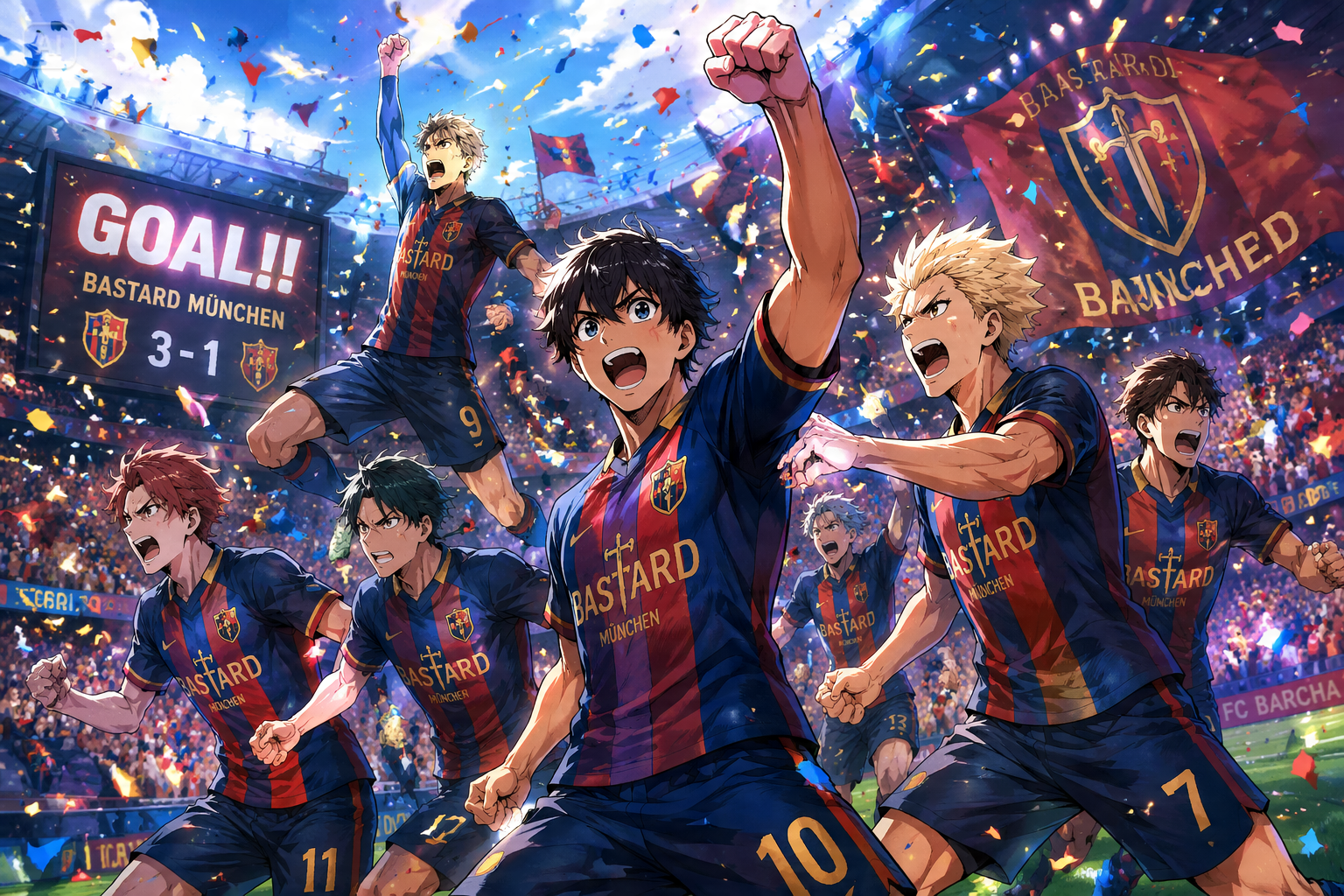 AI anime soccer poster prompt features