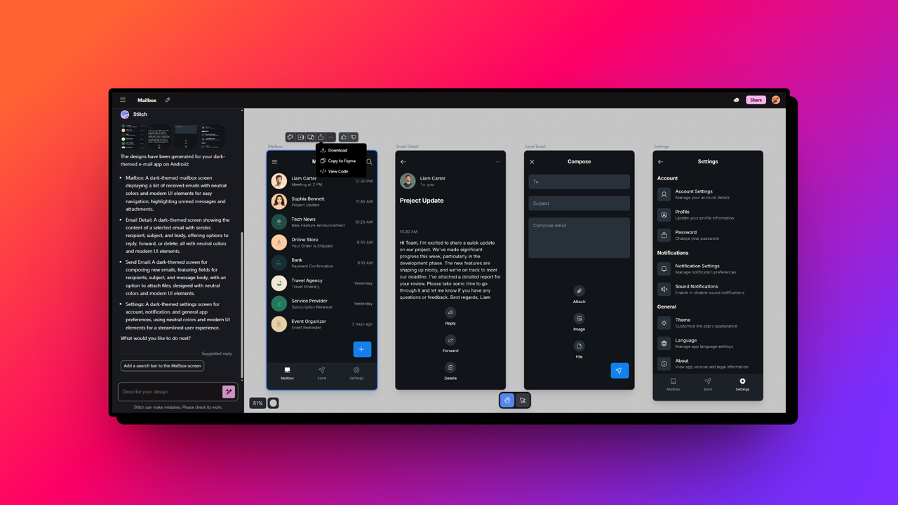 Refine and export your UI design