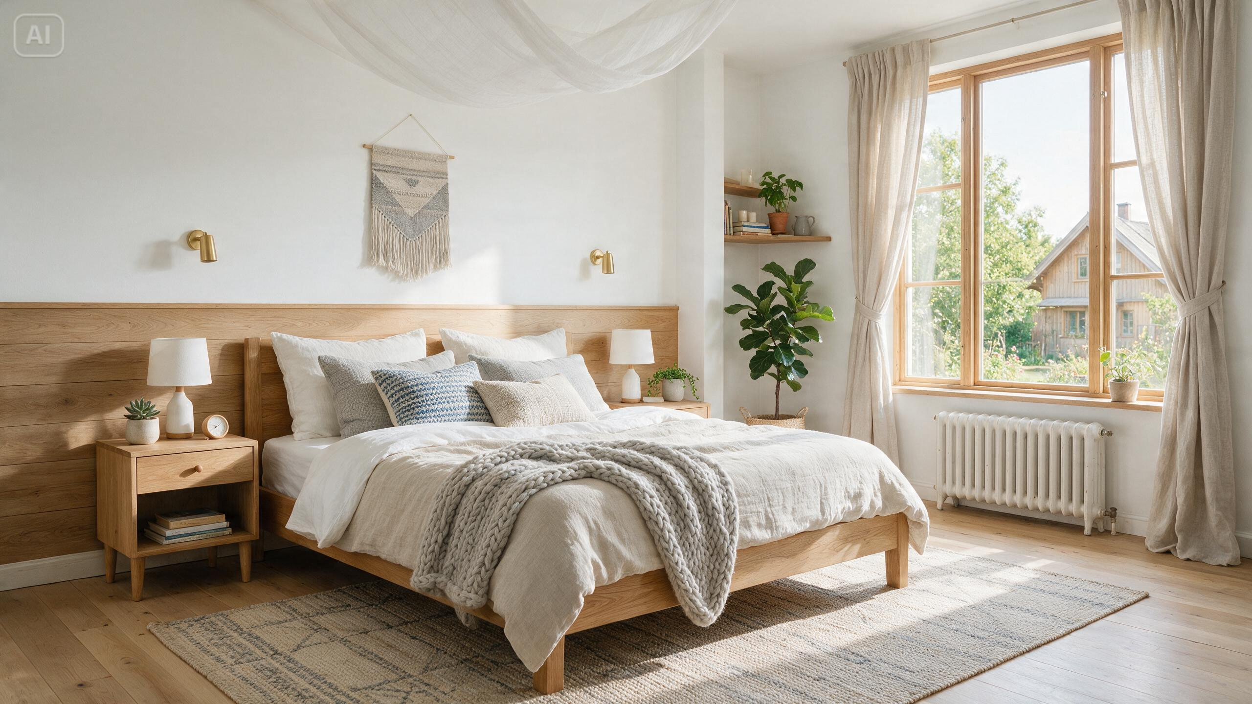 Segera untuk kamar tidur Skandinavia yang cerah