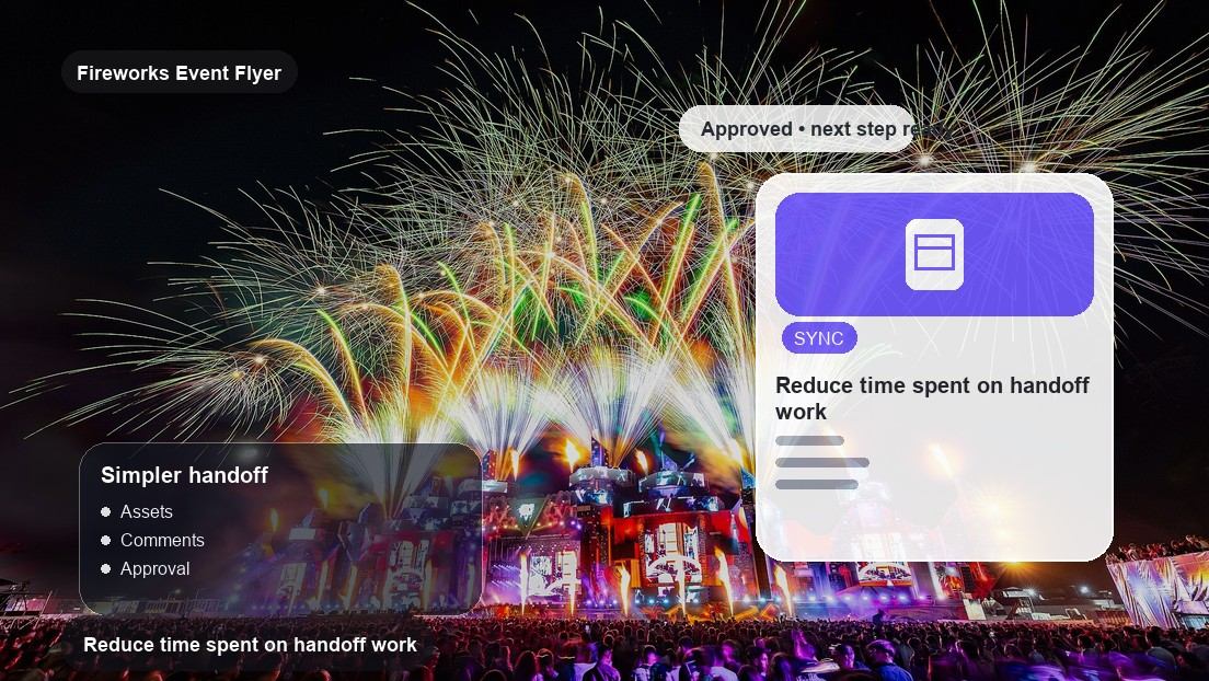 Fireworks Event Flyer Maker realistic image for reduce time spent on handoff work