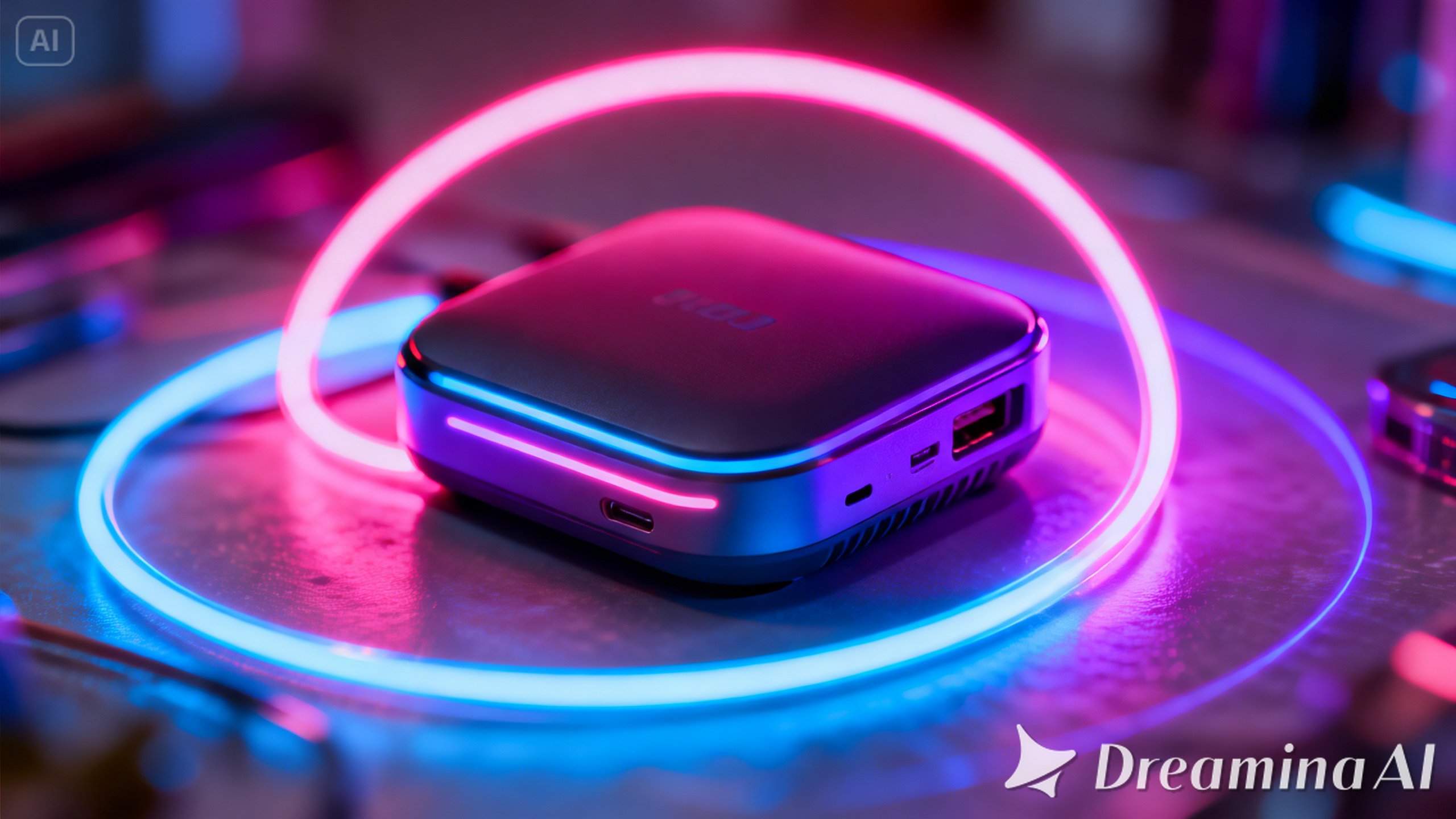 Neon glow poster effects applied to modern product visuals