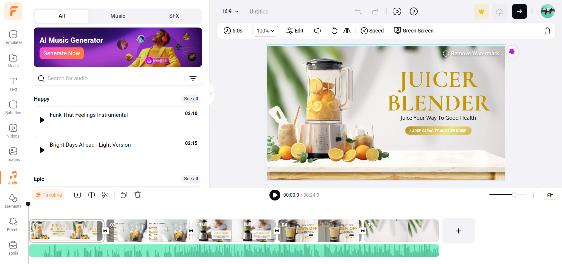 FlexClip video editing interface