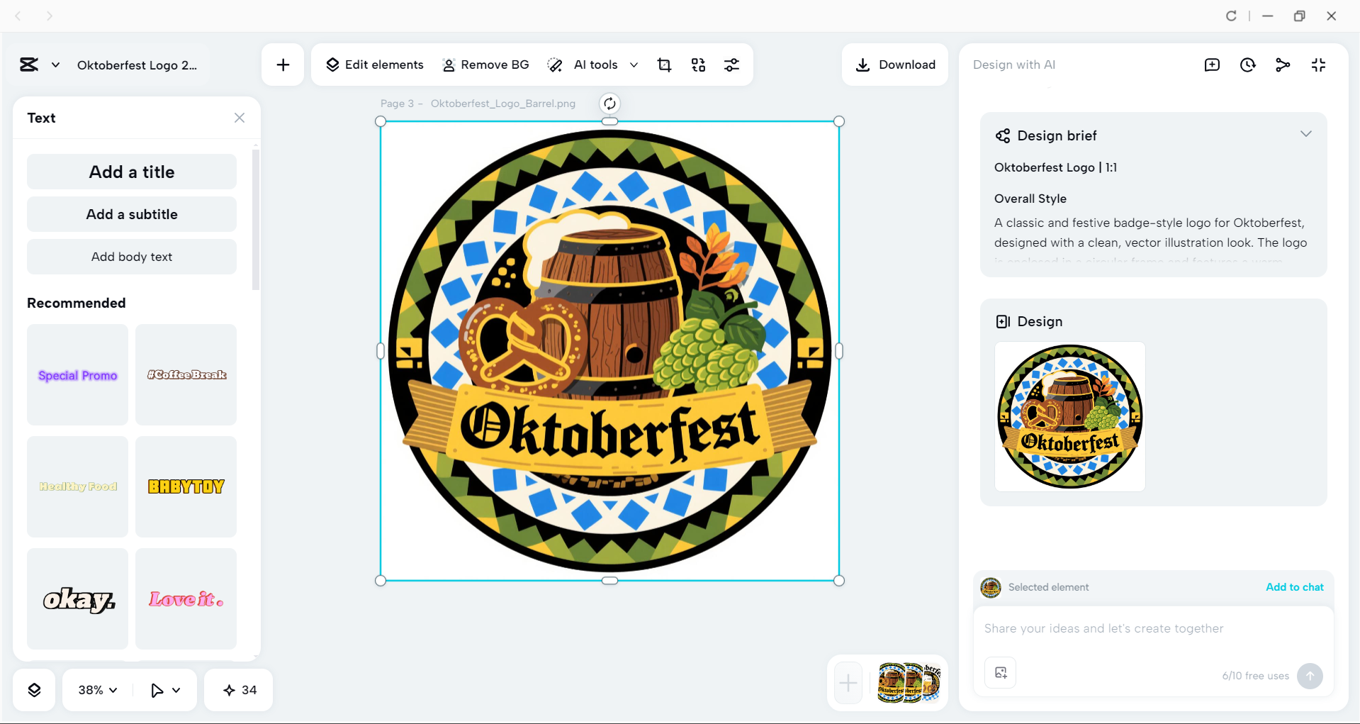 Interface of the CapCut desktop video editor - an efficient tool to design Oktoberfest logos