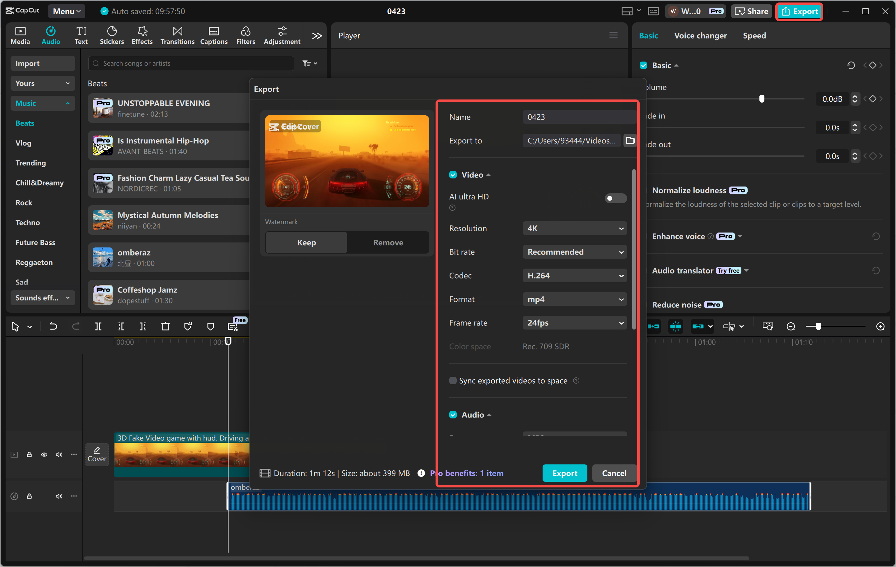 Exporting and sharing the screen recording from the CapCut desktop video editor