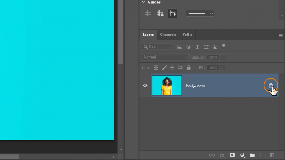 Unlock your image layer in Photoshop