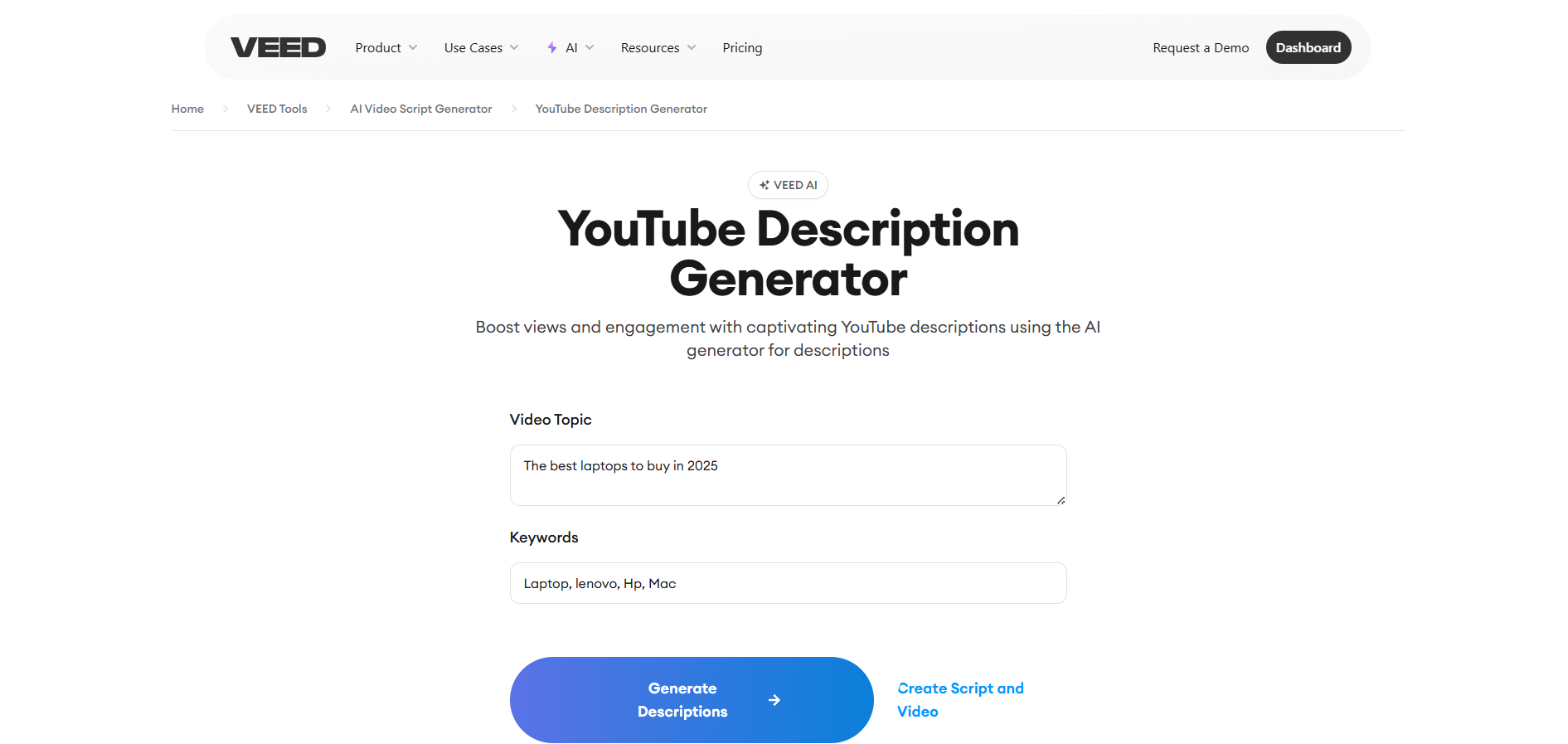 Giao diện VEED.IO