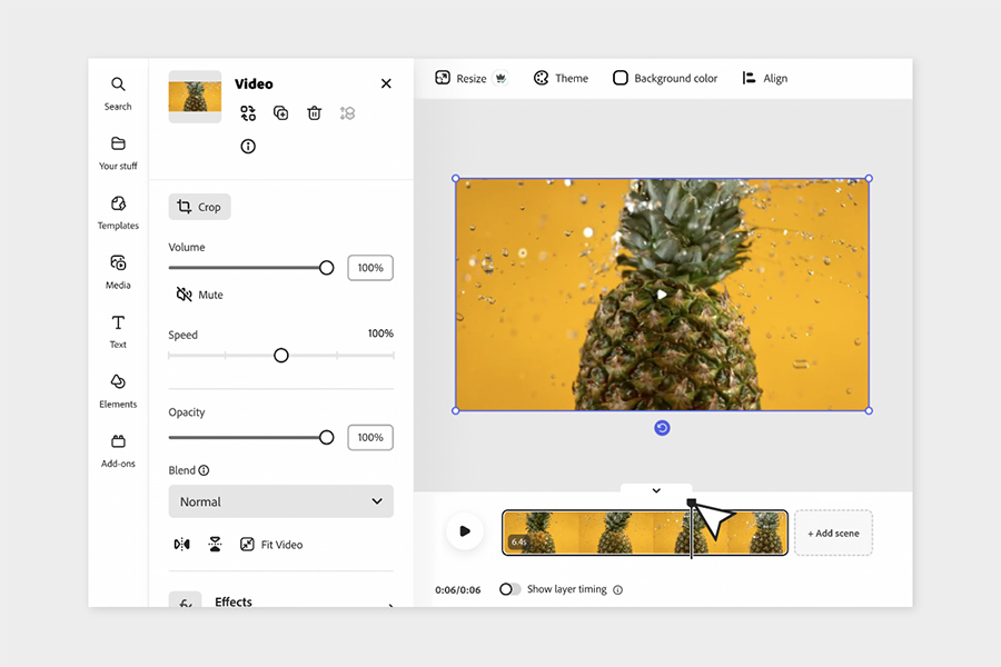 Az Adobe felülete - egy másik eszköz online marketingvideók készítéséhez.