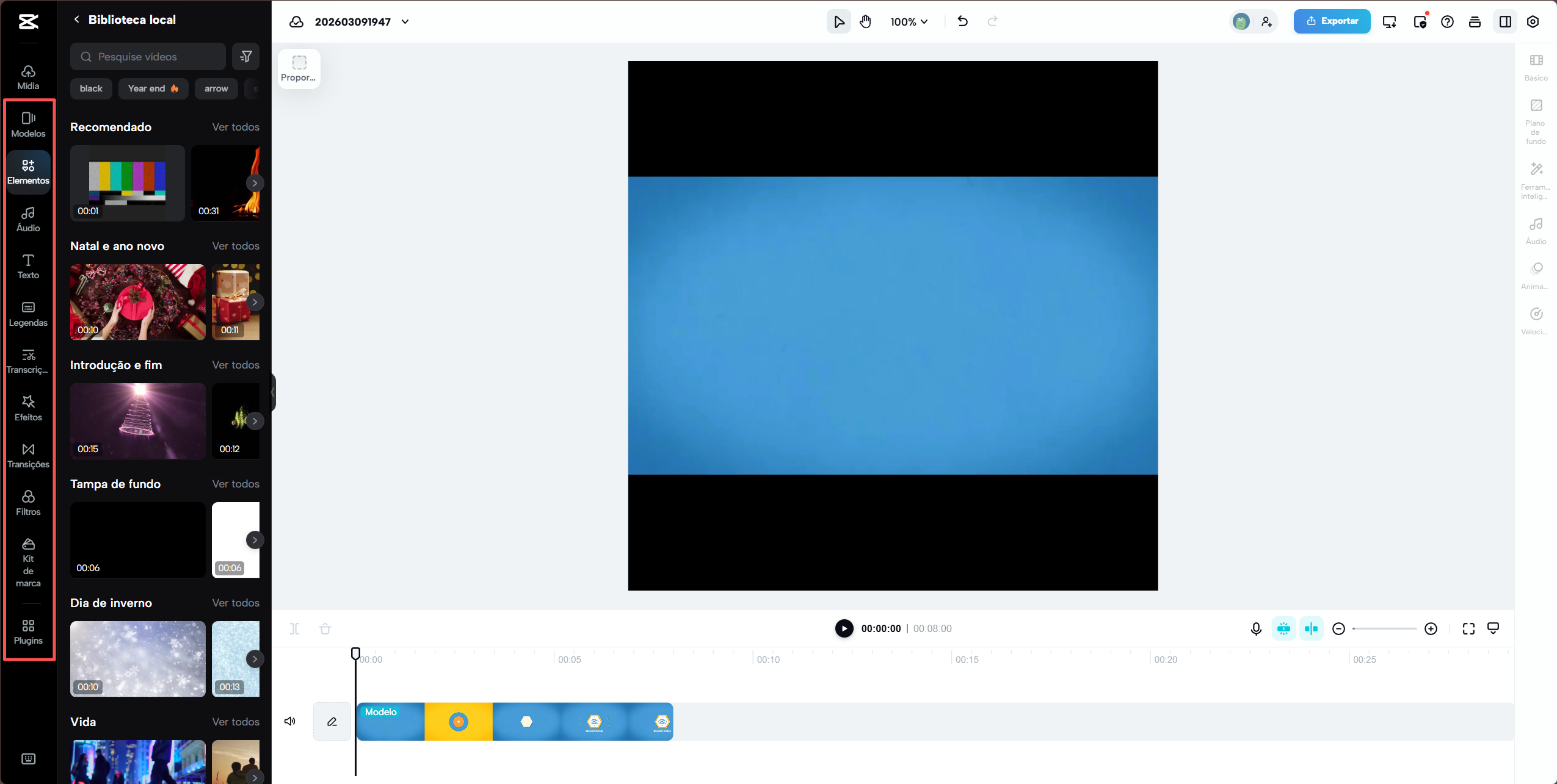 biblioteca de efeitos CapCut