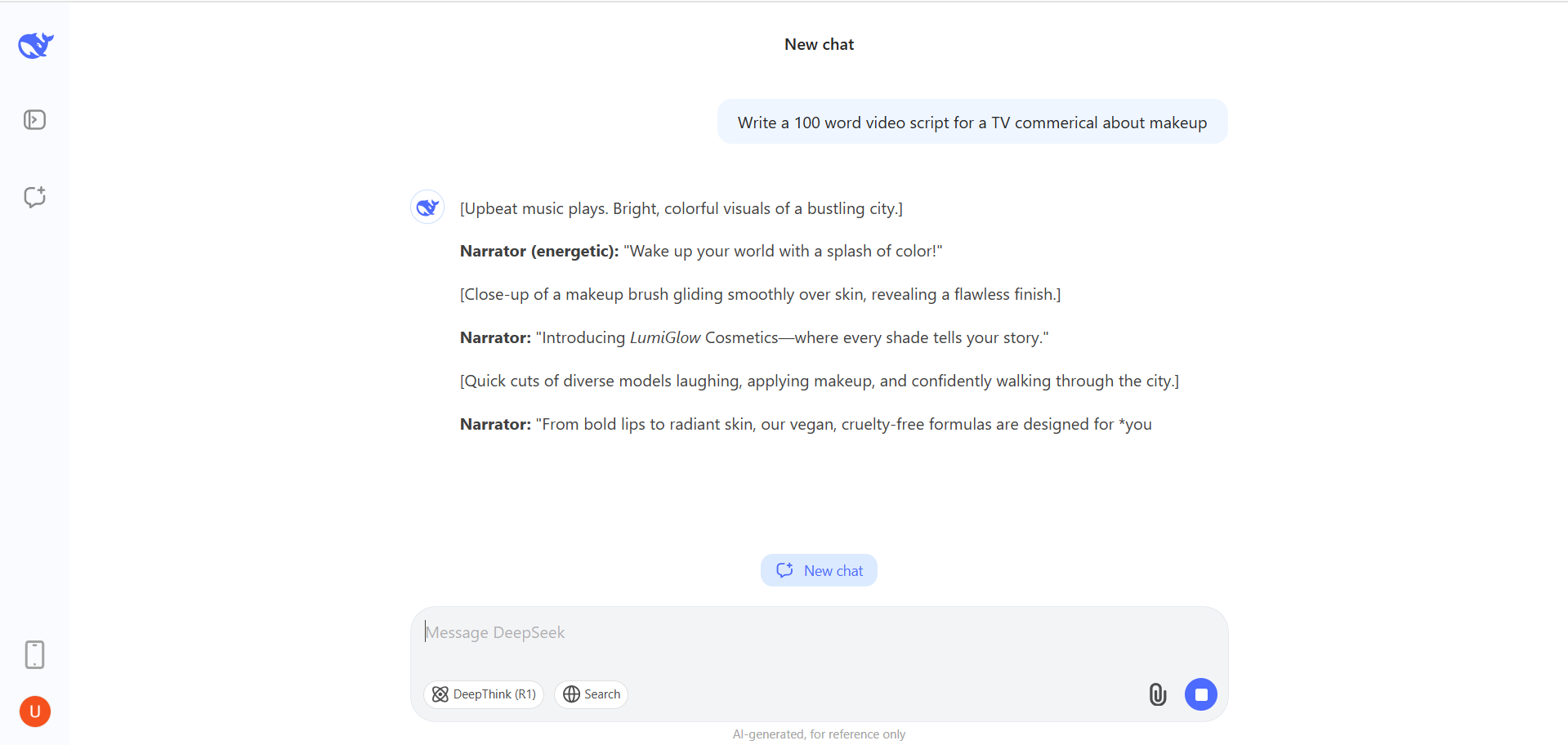 Employing DeepSeek to generate video scripts