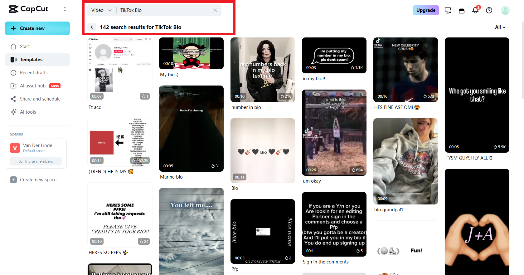 Pilih templat bio TikTok pilihan anda