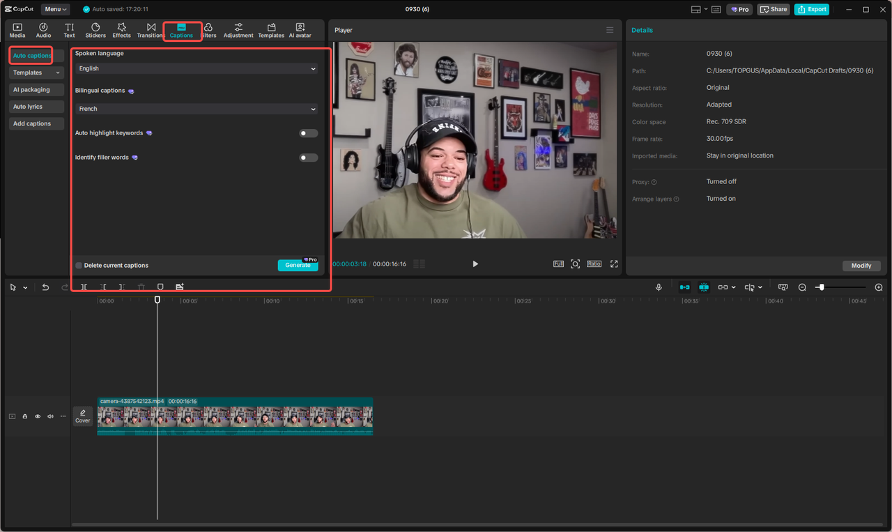Generate bilingual captions
