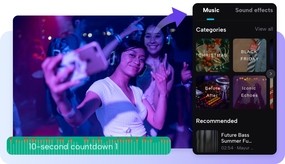Access a vast library of music & sound effects