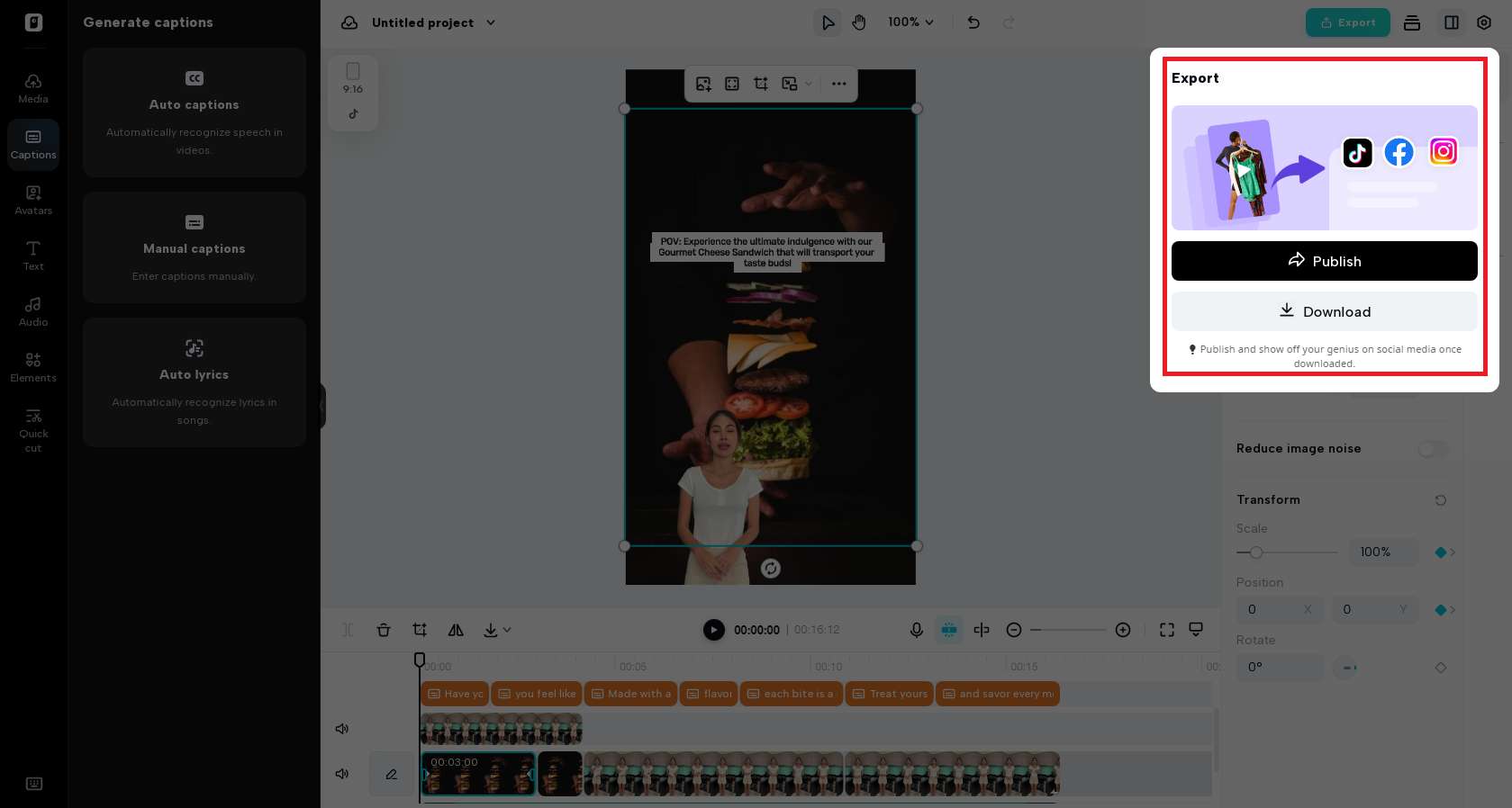 Export your finalized video