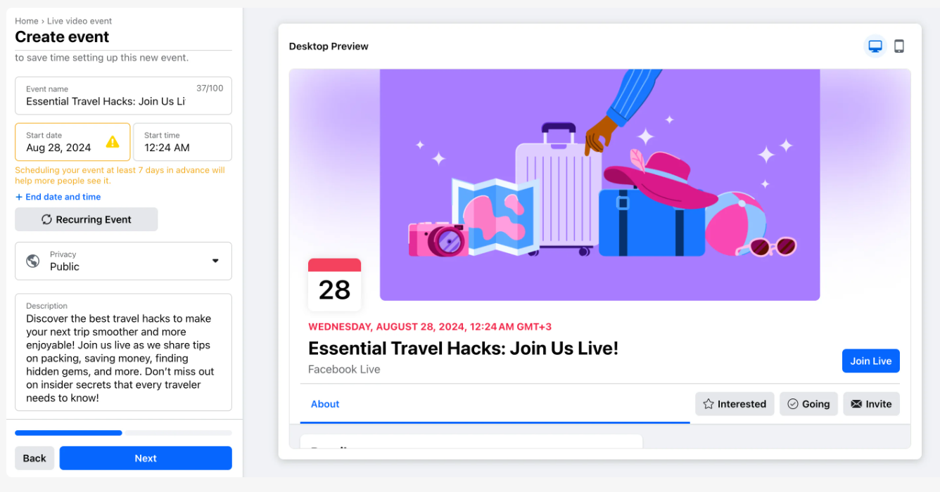 An easy way to schedule a Facebook live stream