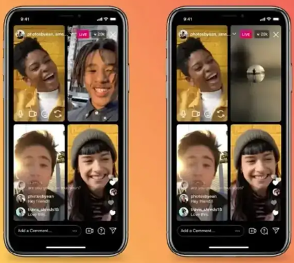 Exemplo de transmissões ao vivo no Instagram