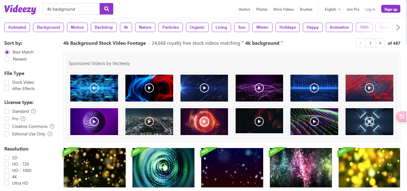 Videos de fondo en Videezy