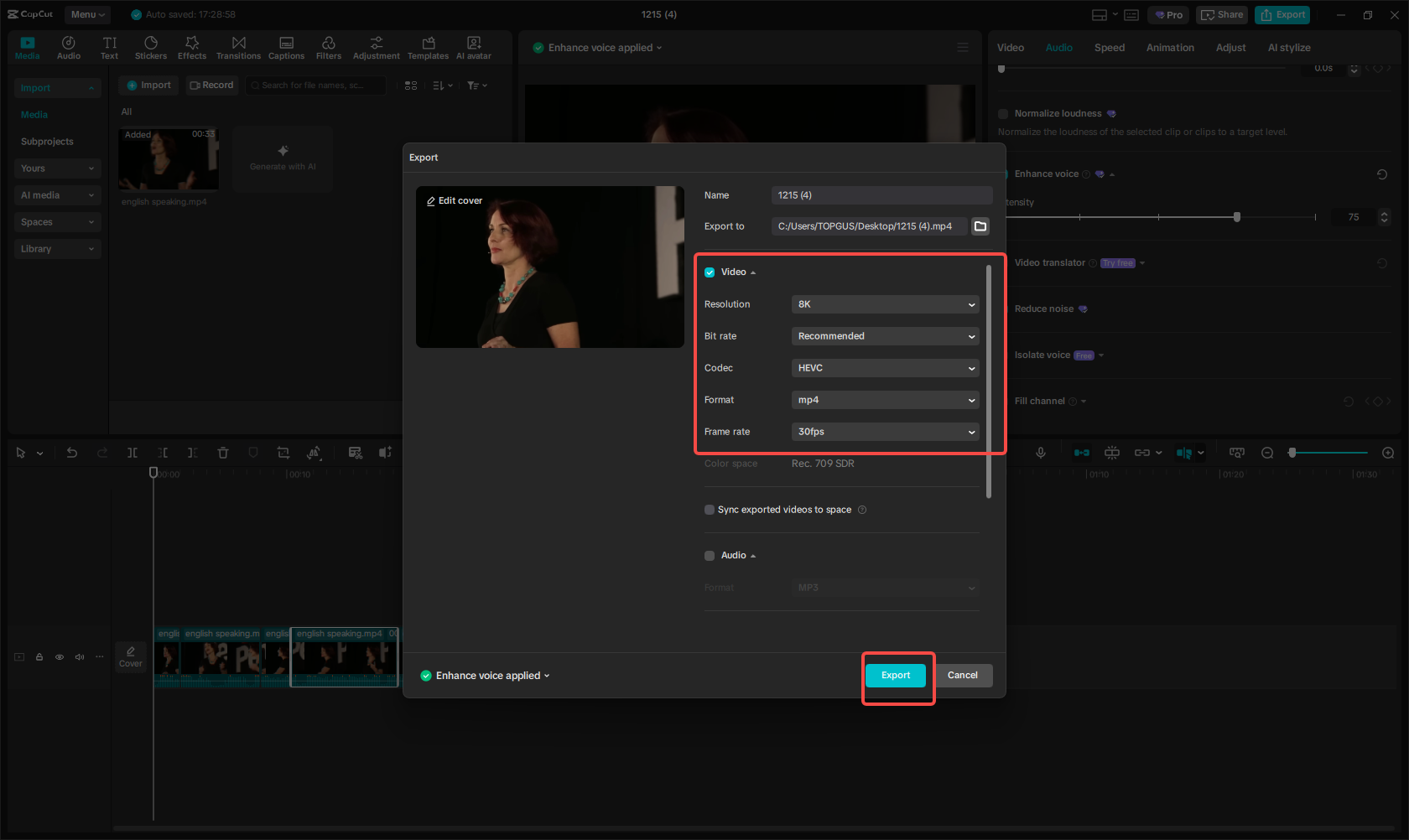Review and export the file