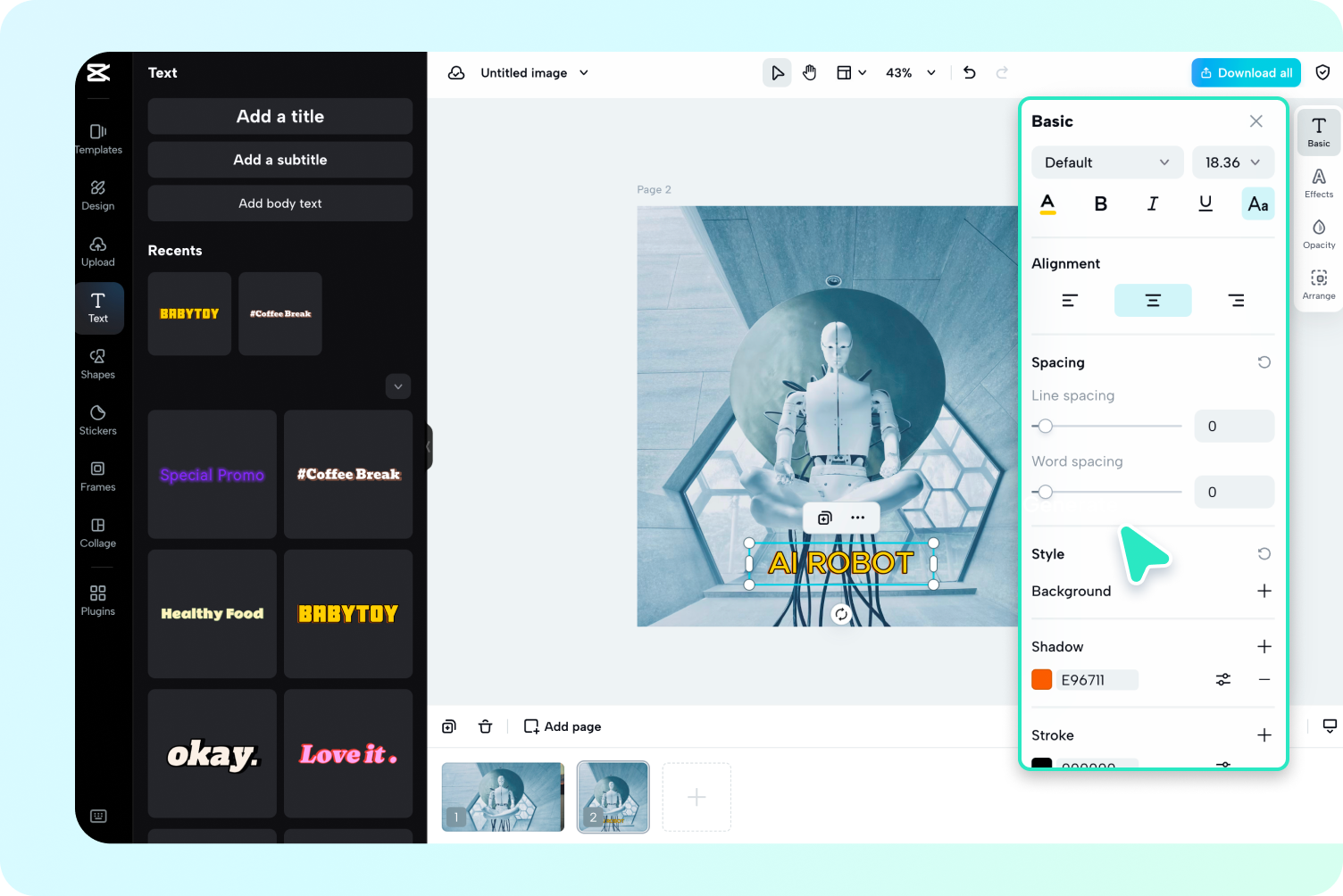 Customize your AI agent image in the image editor