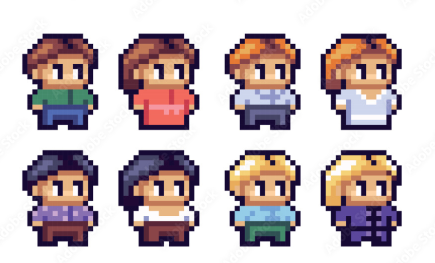 Chibi pixel art characters