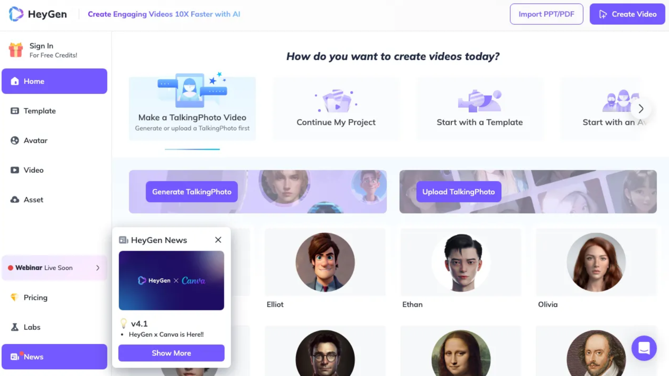 HeyGen - a website that creates your avatar for free