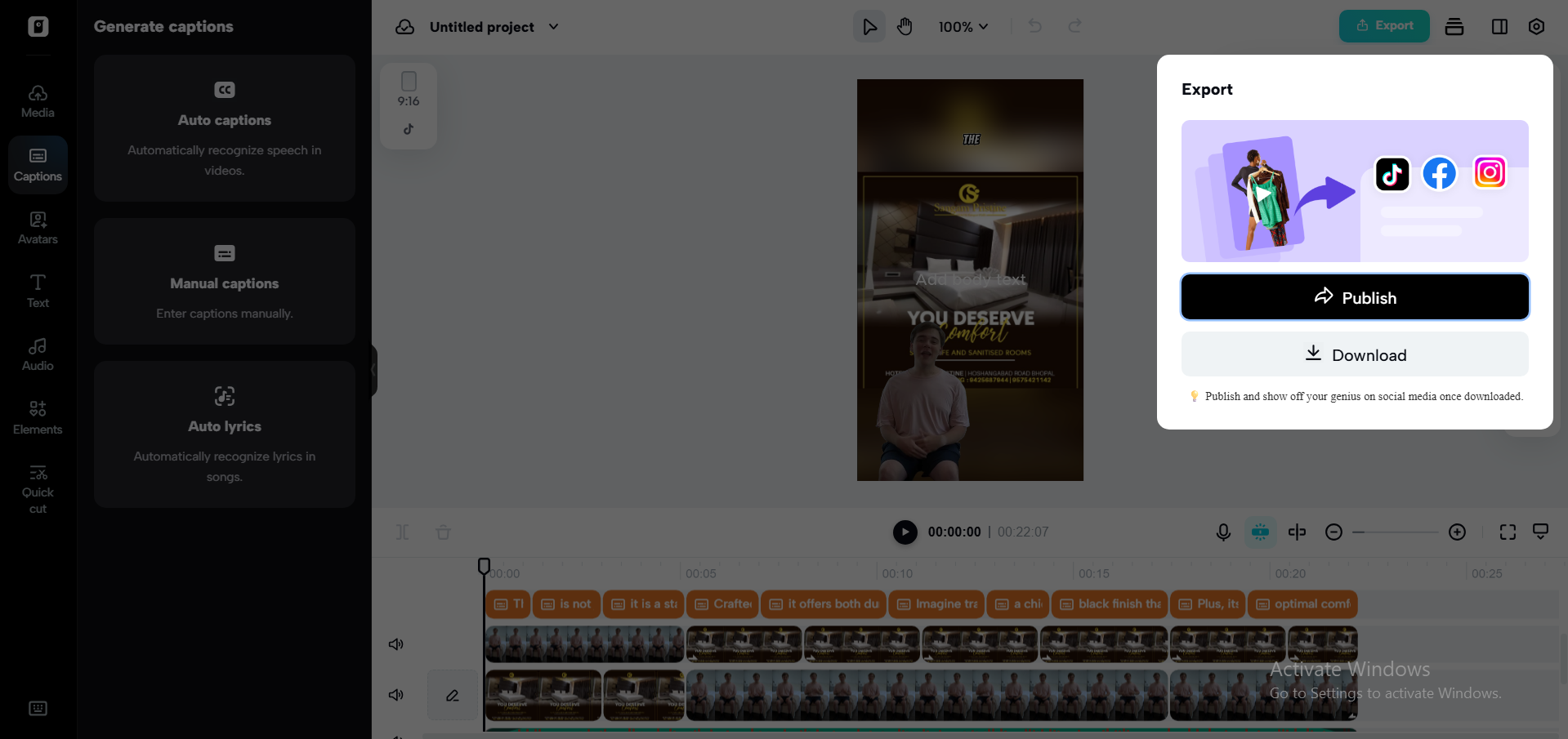 Export and share your videos