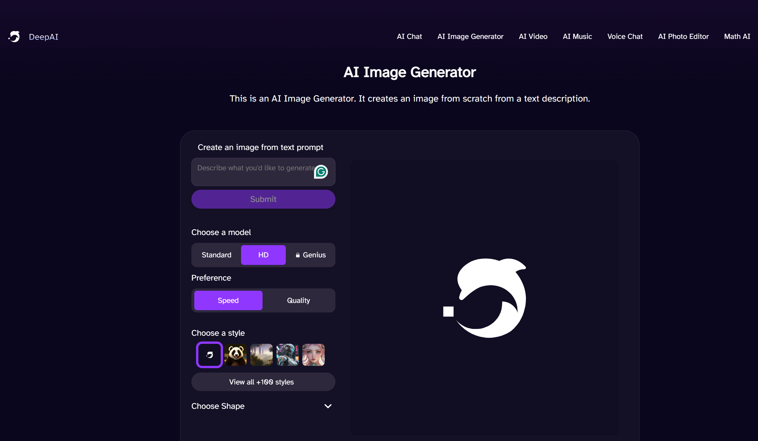 Deep AI image generator
