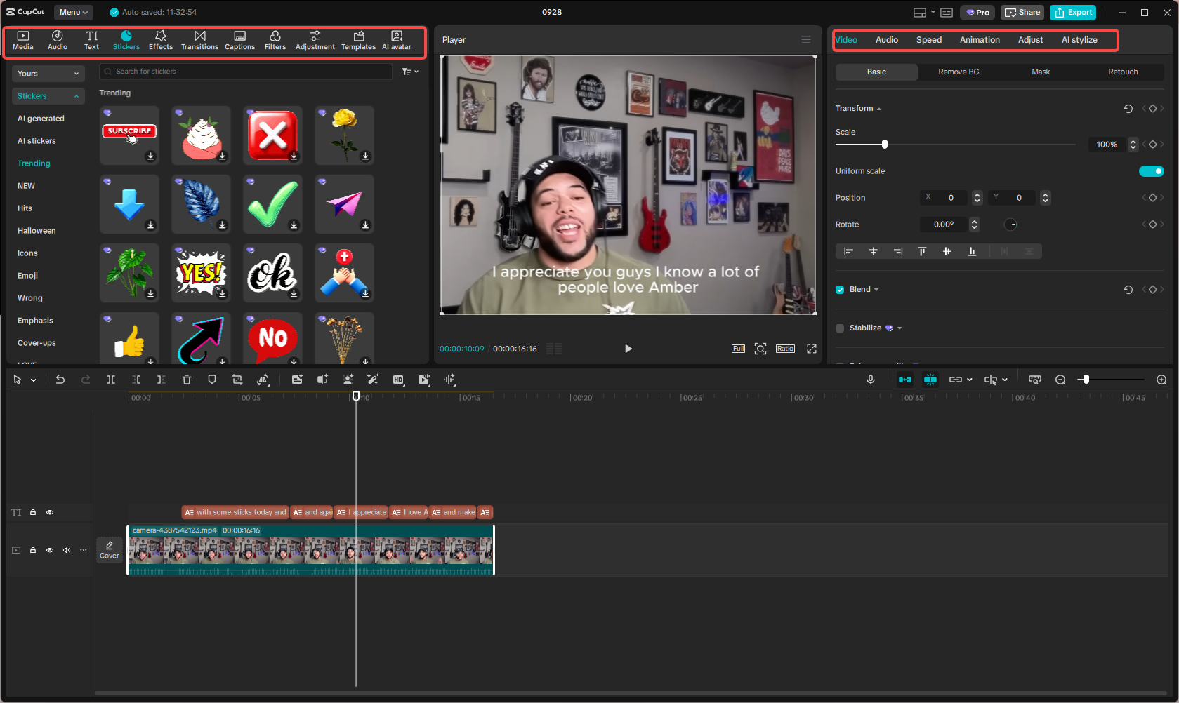 Edit with CapCut's rich features