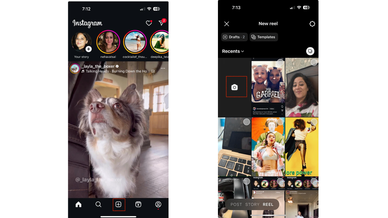 Open the Instagram camera