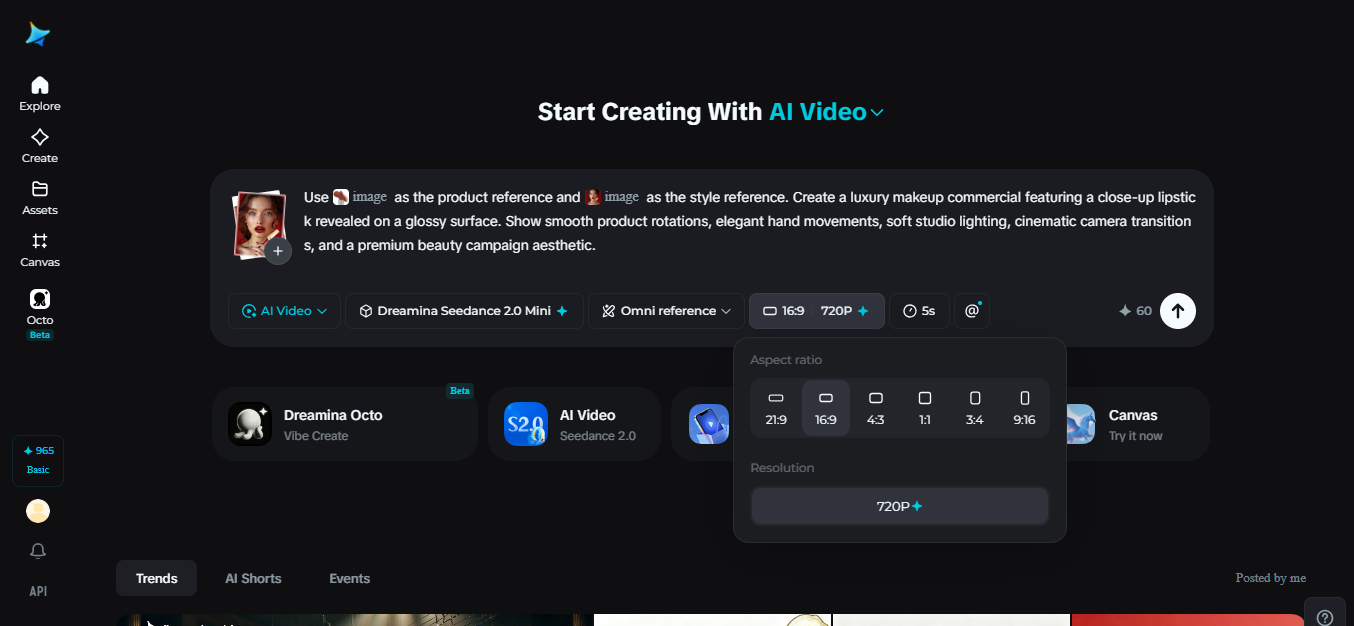 Escreva um prompt de vídeo detalhado e ajuste as configurações