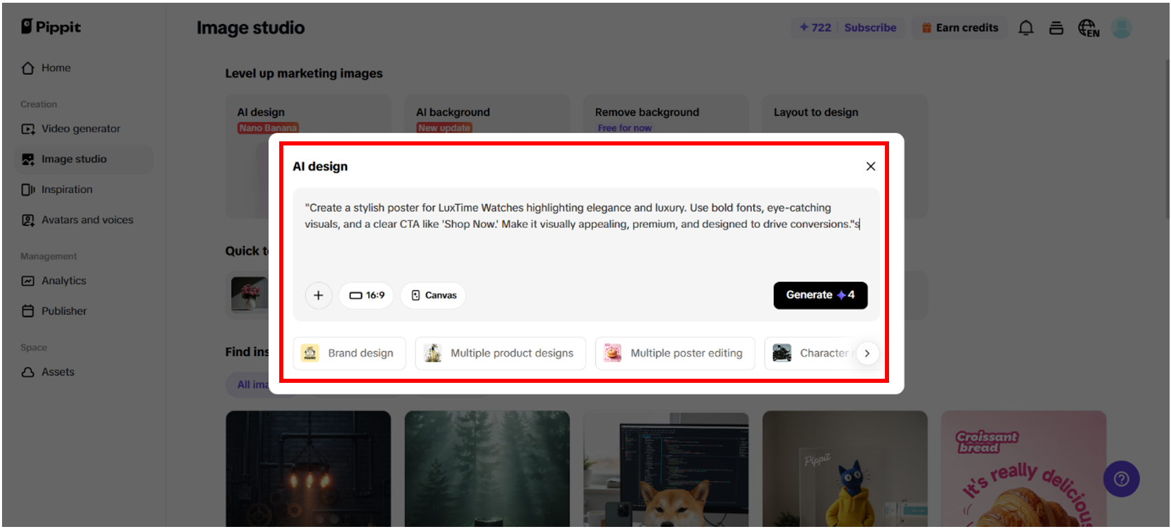 Enter prompts and generate