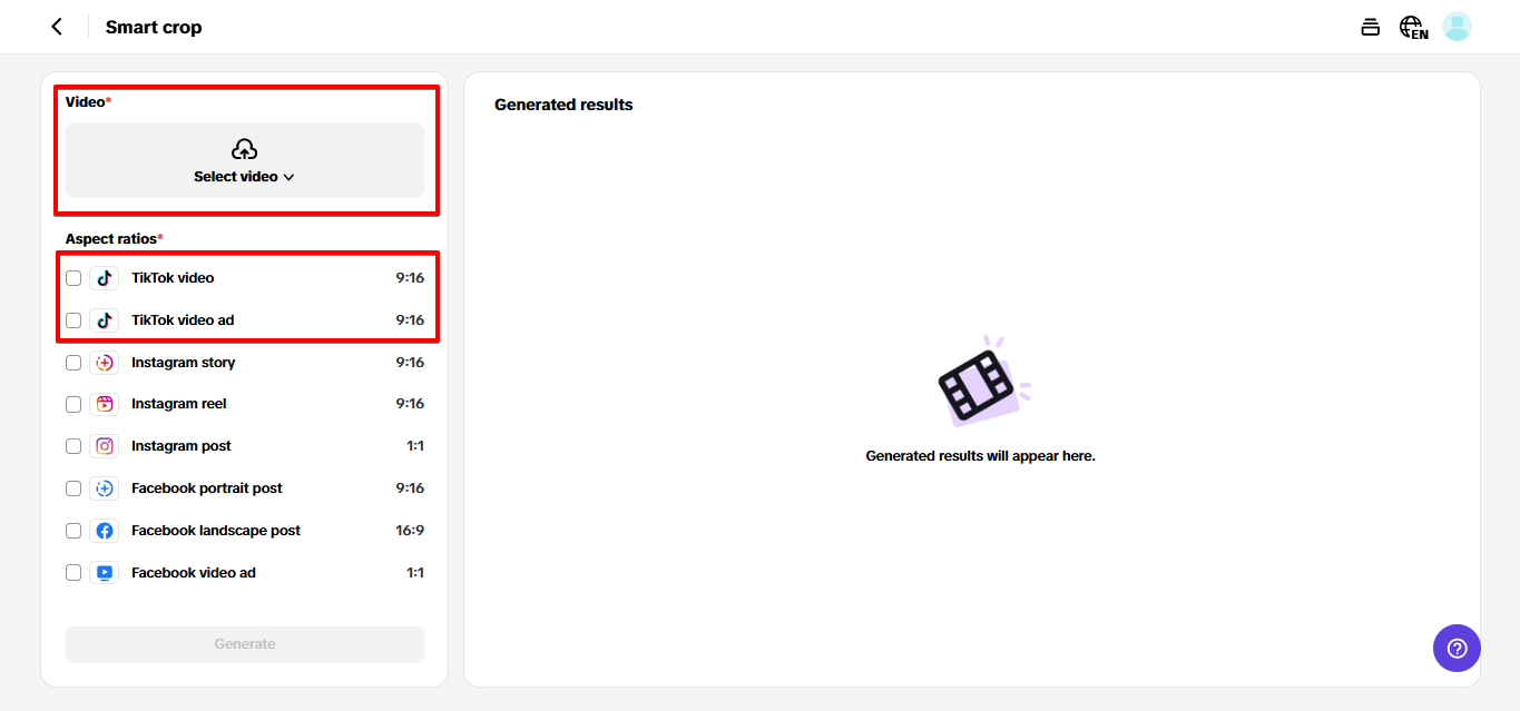 Smart crop in TikTok