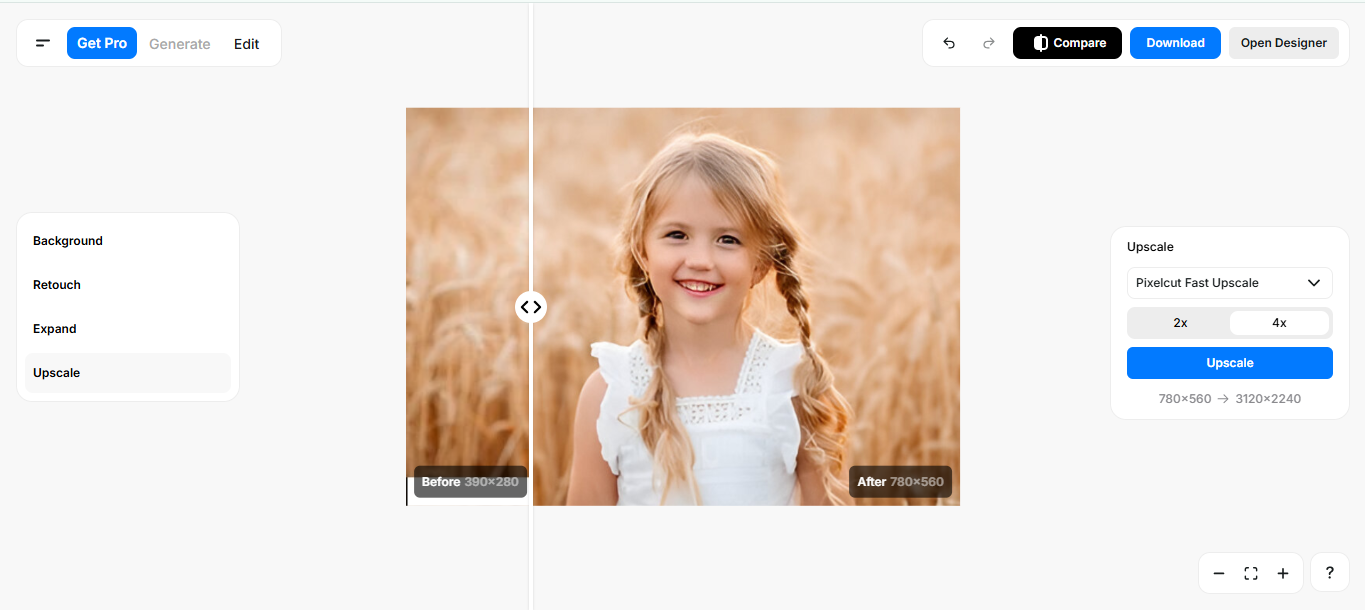 Pixelcut  - the well-known 8K photo enhancer