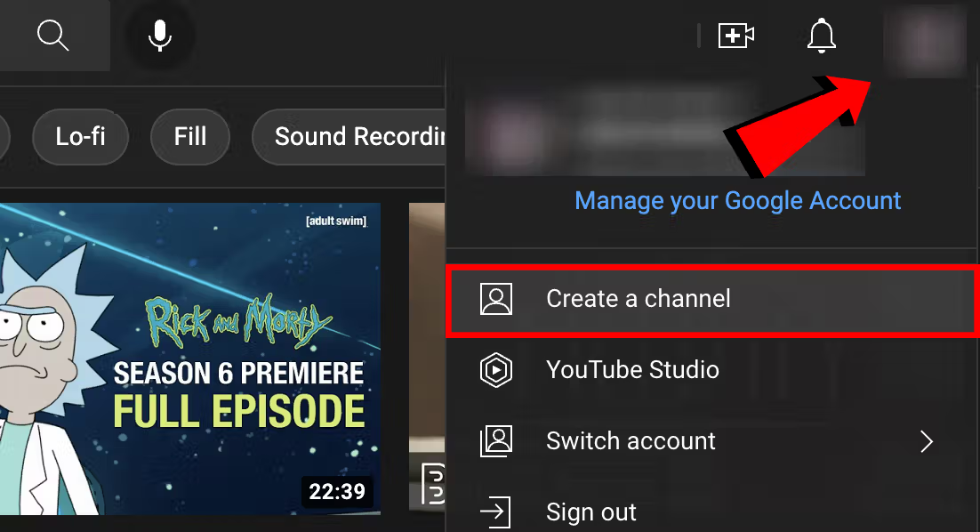 Kép, amely bemutatja, hogyan hozzunk létre egy csatornát a zenei promócióhoz a YouTube-on