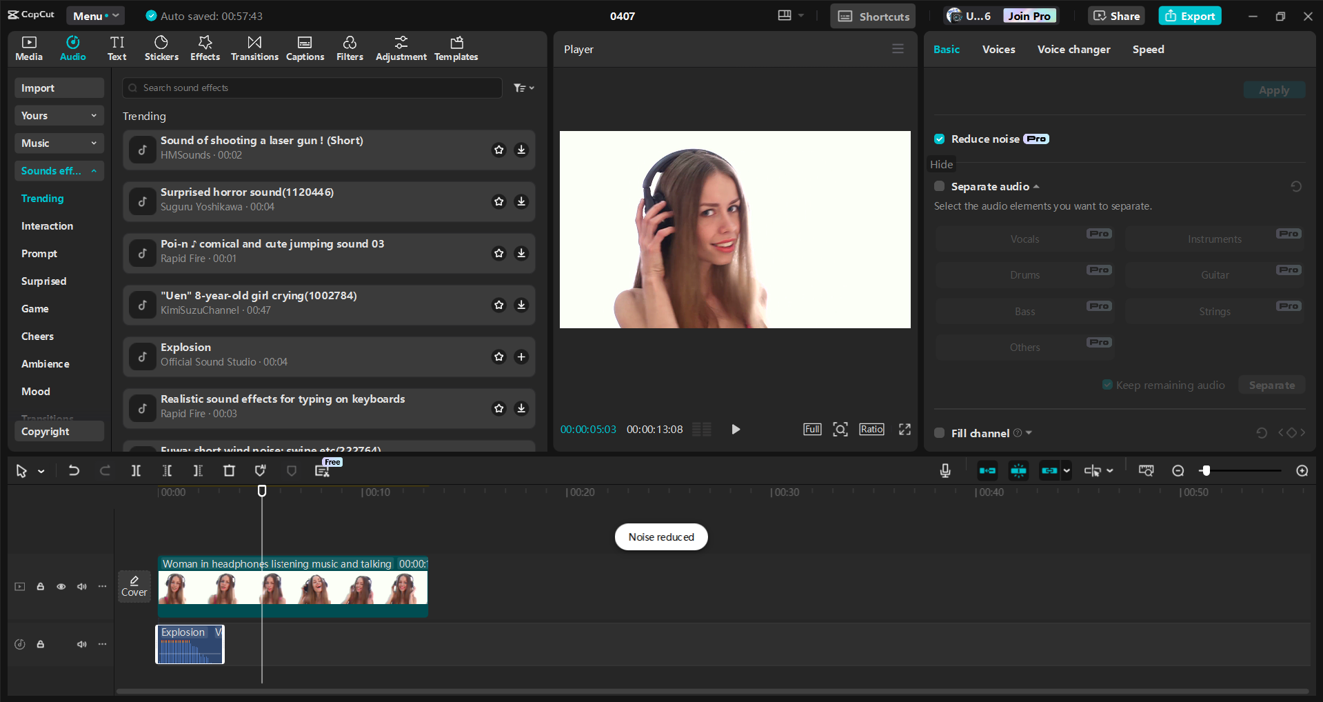 Interface of the CapCut desktop video editor - an easy way to add music to video content