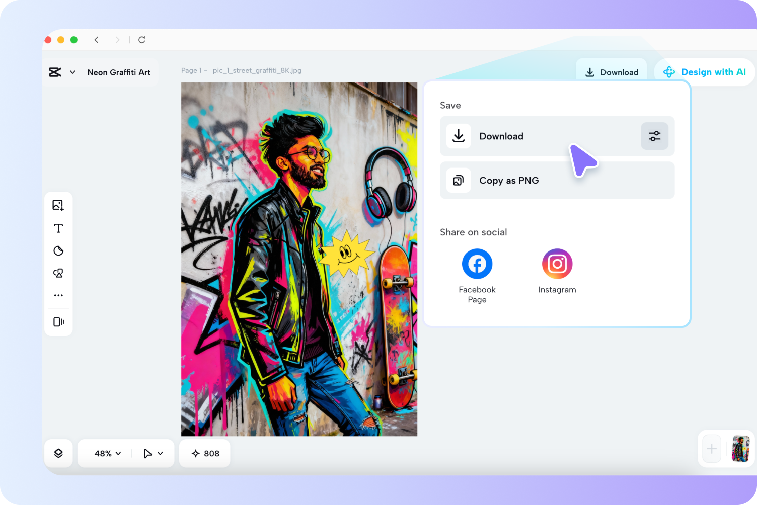  Export the graffiti art design in CapCut
