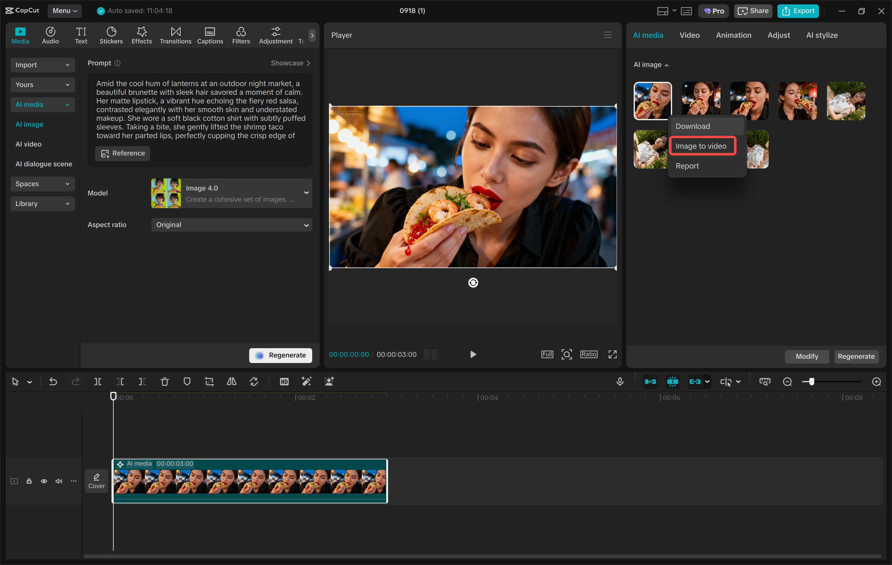 Tekst omzetten naar imgae met AI in de CapCut desktop video-editor