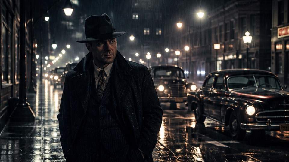 Gangster Prompt Generator — a cinematic crime-drama alley scene with a lone character